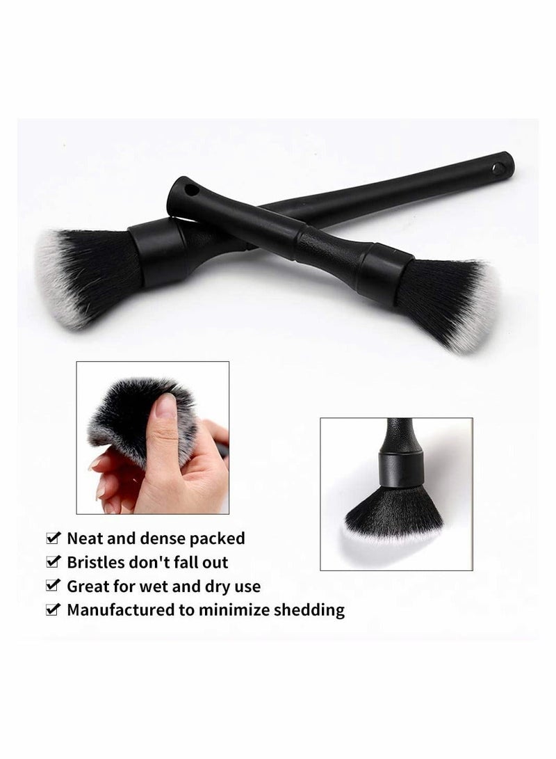 Car Detailing Brush Kit - Auto Detail Brush Set Interior Exterior No Scratch Microfiber Detailing Supplies for Cleaning Air Vent Engine Bay Dashboard Seat Wheel (2 Pack) - Image 3