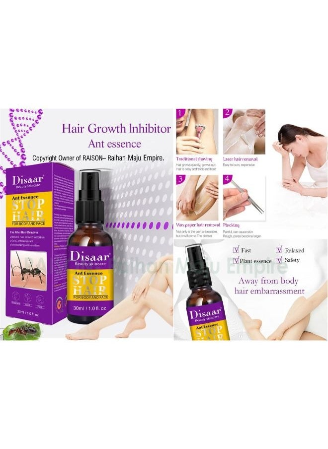 Disaar - Ant Essence Hair Inhibitor Stop Hair Growth Body Face Hand Foot Underarm Moisturizing Antioxidant Reducing to Stop Hair Growth   30ml - Image 1