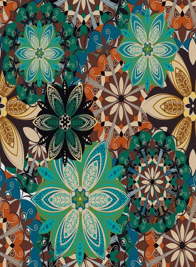 Wallercity Blue/Green Boho Peel and Stick Wallpaper Vintage Floral Wallpaper for Bathroom Kitchen Bedroom Abstract Contact Paper for Cabinets and Drawers Waterproof Vinyl Wrap for Liner 17.5''x102'' - Image 1