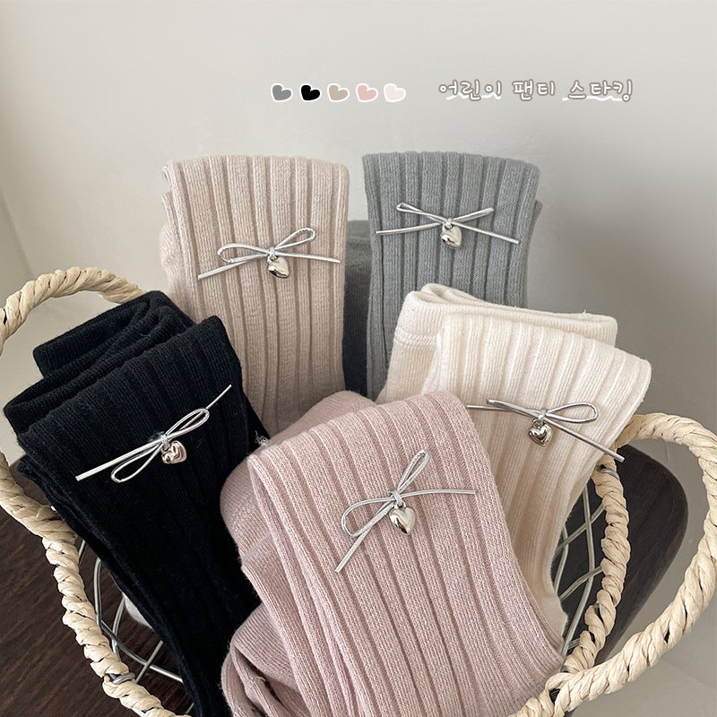 Autumn Girls' Pantyhose Children'S Thick Silver Bow Leggings Combed Cotton Outer Wear Baby - Image 5