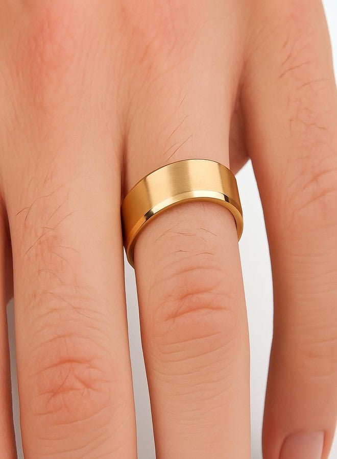 SHANKHRAJ MALL Classic Gold-Plated Wedding Band Ring for Men & Women | Matte & Polished Finish - Image 1