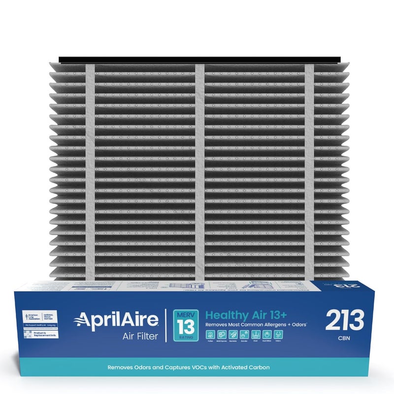 Aprilaire AprilAire 213CBN Replacement Filter for AprilAire Whole House Air Purifiers  MERV 13 with Carbon Healthy Home Allergy  Odor Reduction 20x25x4 Air Filter Pack of 1  - Image 1