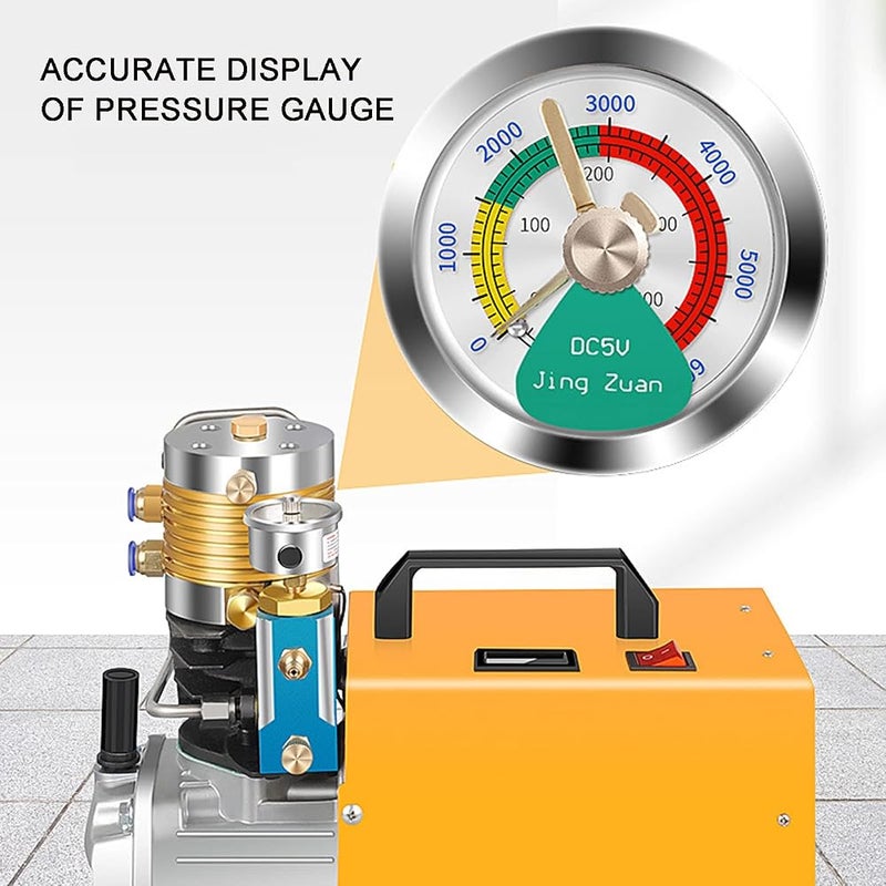 JAHLGT High Pressure Air Compressor 4500PSI 30Mpa Portable Auto Stop Air Compressor Electric Airgun Compressor Rifle Inflator with Intake Filter Water Separator Gauge for Fire Fighting and Diving - Image 5