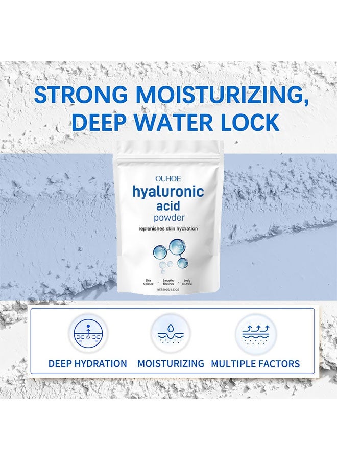 OUHOE Hyaluronic Acid Powder, Hyaluronic Acid Powder For Face, Diy Facial Serum, Deep Hydration Smooths Wrinkles, Low Molecular Weight,Water-Soluble for Skin Moisture 100g - Image 3