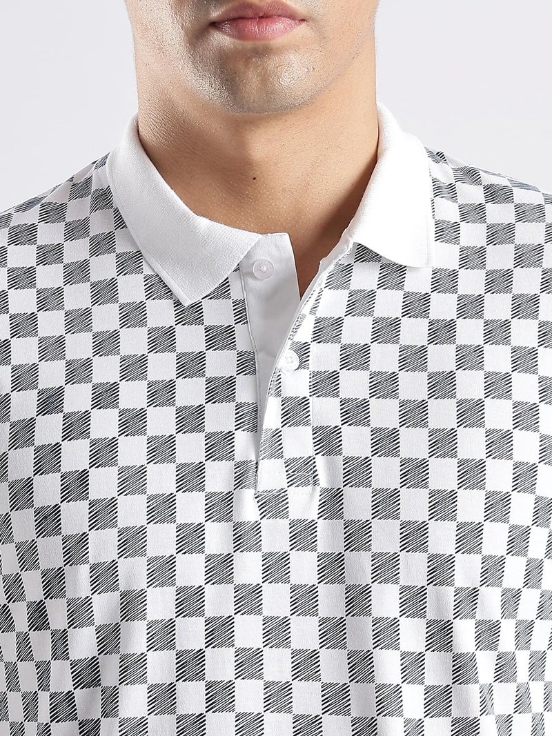 ADRO Polo T-Shirt for Men – 100% Cotton Soft Fabric | Regular Fit Polo Tshirt | All Over Printed Cotton Polo T Shirt for Men | PNOP25-LINE-WH-3XL White - Image 3