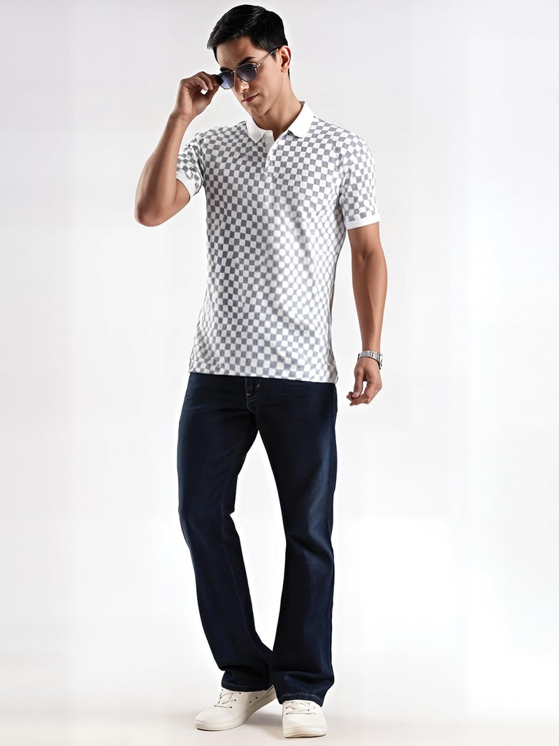 ADRO Polo T-Shirt for Men – 100% Cotton Soft Fabric | Regular Fit Polo Tshirt | All Over Printed Cotton Polo T Shirt for Men | PNOP25-LINE-WH-3XL White - Image 5