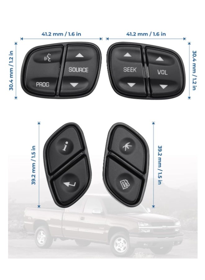 KISSUN Steering Wheel Radio Control Switch Buttons fits Silverado Sierra 2003-2007, Trailblazer & Envoy 2004-2009, Tahoe & Yukon 2003-2006, Replaces OE# 21997738, 21997739, 1999442, 1999443 - Image 4