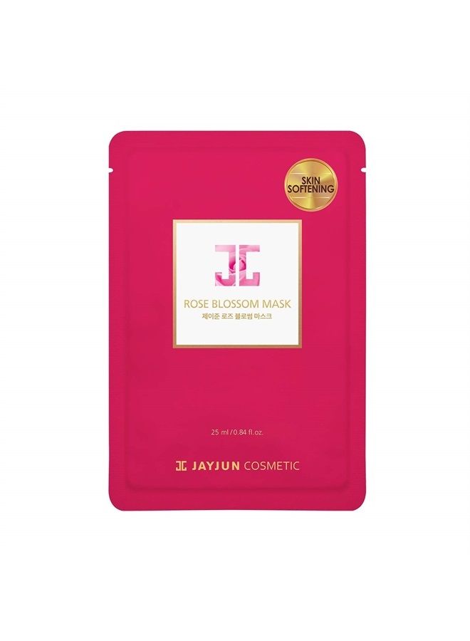 JAYJUN JJ JAYJUN Rose Blossom Mask,Pack of 10 Sheets, 0.84 fl. oz,25ml, Rose, Hydrating, Brightening - Image 1