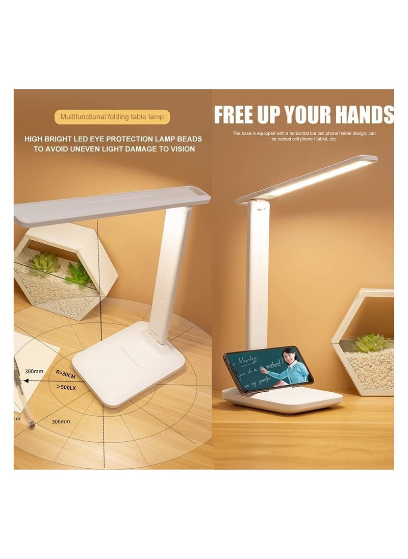Necomi - Necomi LED Desk Lamp, Table Lamp For Computer/Desktop, Rechargeable, Eye-Caring, Touch Control With USB Charging Port-Bedside Table Lamp for Reading, Study Lamp for Kids, Home, Office White - Image 1