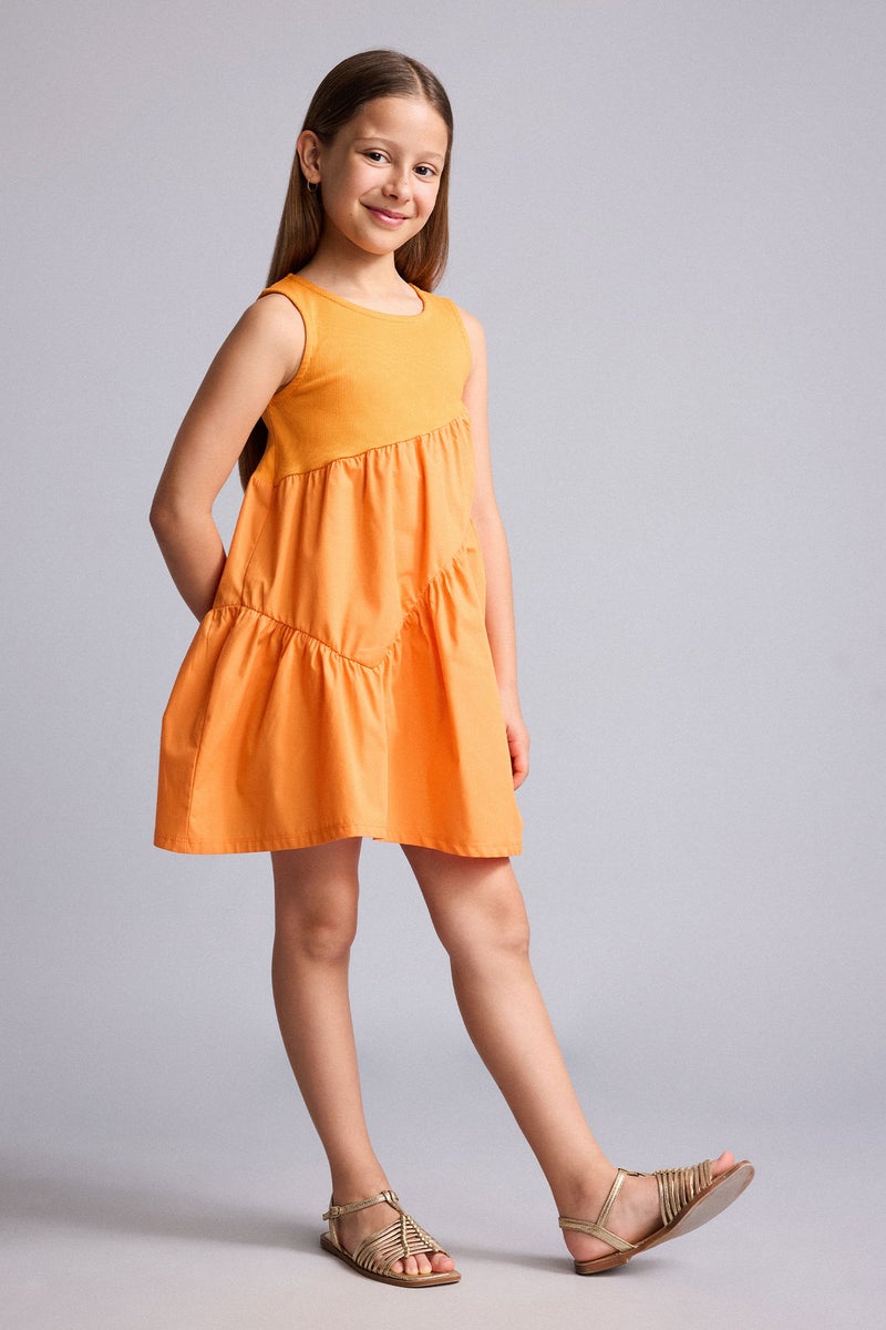 DeFacto Orange Girl Girl Regular Fit Sleeveless Woven Dress Casual - Image 1