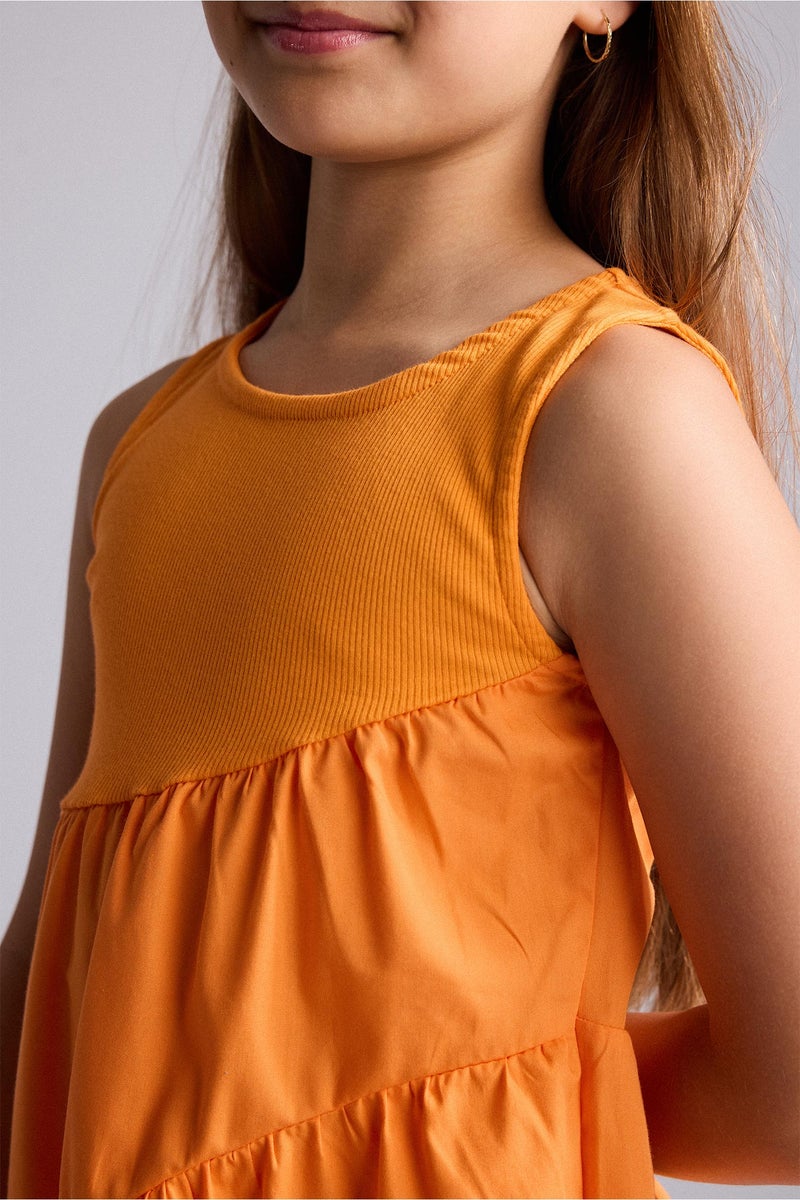DeFacto Orange Girl Girl Regular Fit Sleeveless Woven Dress Casual - Image 4