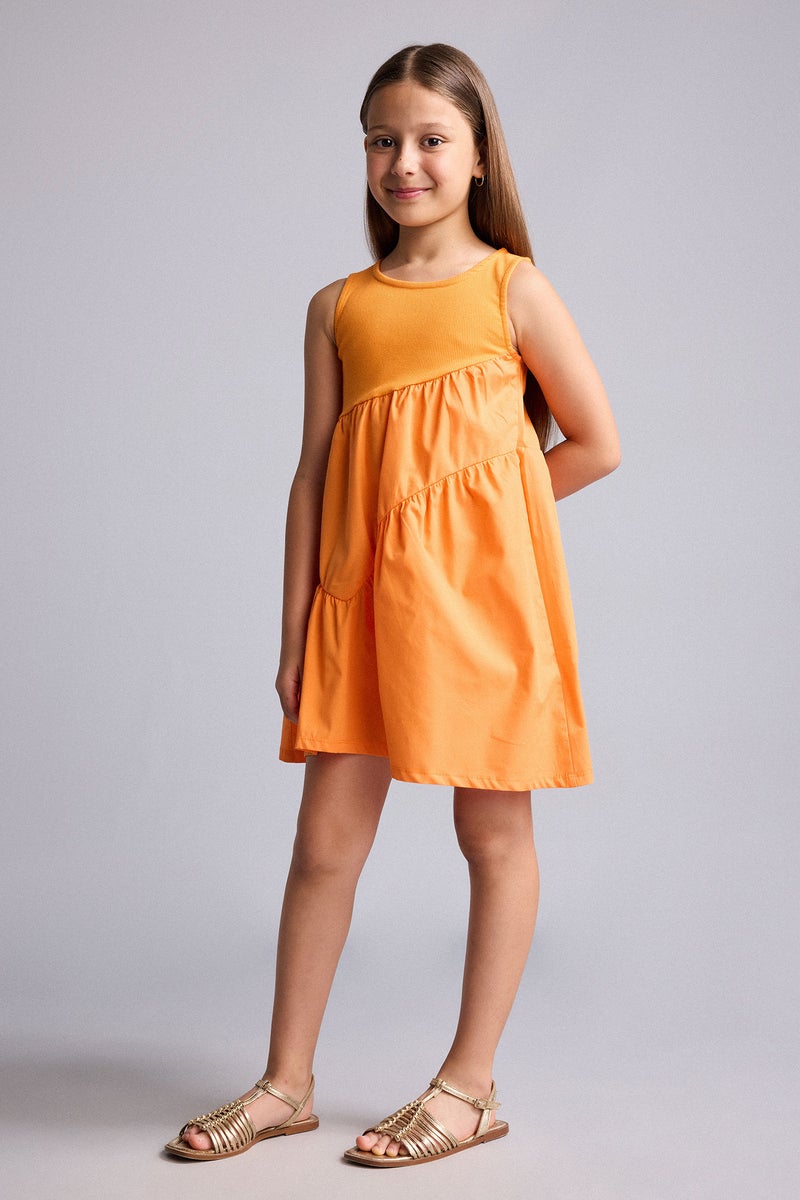 DeFacto Orange Girl Girl Regular Fit Sleeveless Woven Dress Casual - Image 2