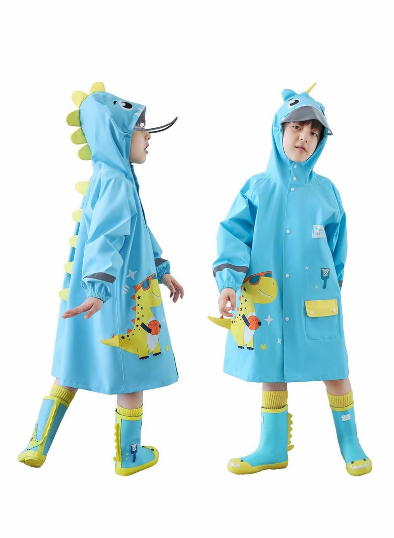 Excefore Kids RainCoat, Reusable Children's raincoats, 3D Cartoon Kids Rain Jacket with Storage Backpack  - Image 1