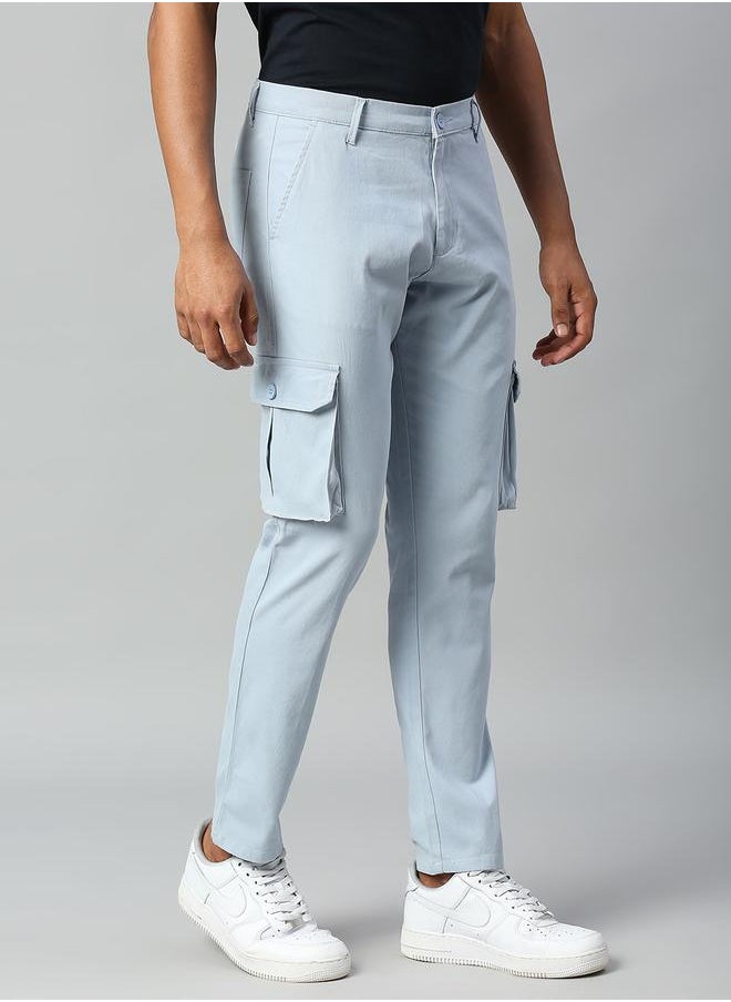 Dennis Lingo Men's Light Blue Tapered Fit Cargo Trousers - Modern and Comfortable  - Image 3