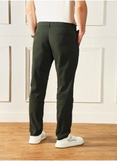 Dennis Lingo Dark Green Slim Fit Solid Trouser for Men - 100% Cotton, Full Length, Button & Zip, Mid Rise, Casual,  - Image 5