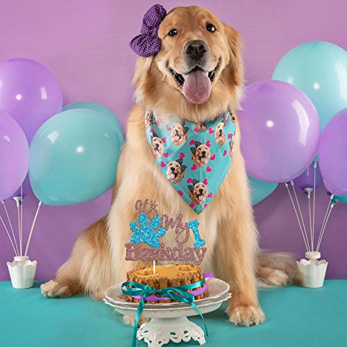 Festiko It's My Barkday Cake Topper - Puppy Birthday Party Decoration Supplies for Pet Dogs - Rose Gold & Blue Glitter - Image 4