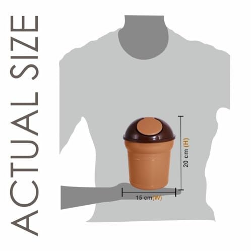 Wonder Server Desk Top/Car Plastic Swing Dustbin for Home/Kitchen/Office, 1 Pc, Coffee Color - Image 3