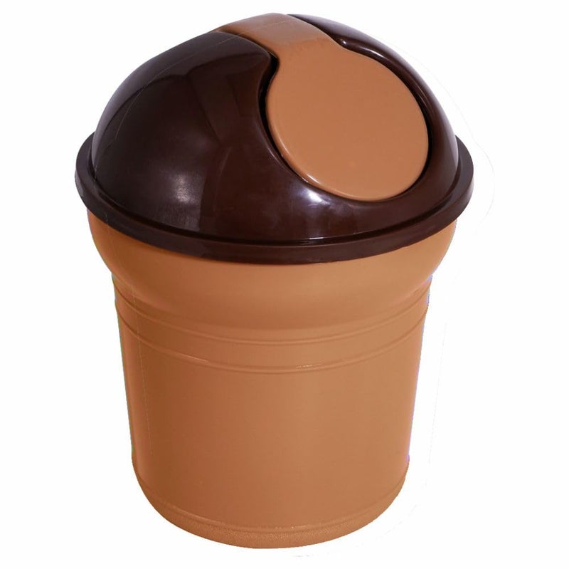 Wonder Server Desk Top/Car Plastic Swing Dustbin for Home/Kitchen/Office, 1 Pc, Coffee Color - Image 5