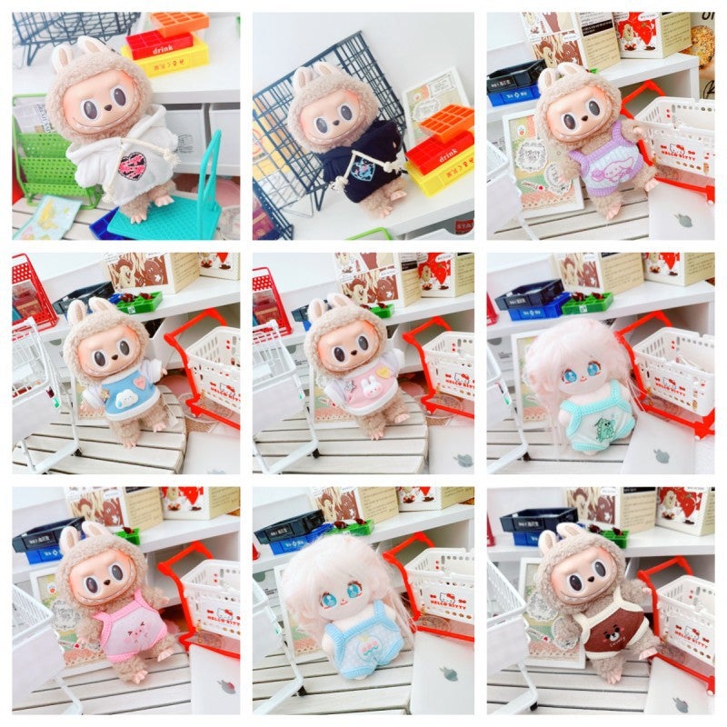Clothes Only] Labubu Doll Clothes 17Cm Labubu Baby Clothes New Year And Christmas Sweatshirt Crawling Clothes Jeans - Image 2