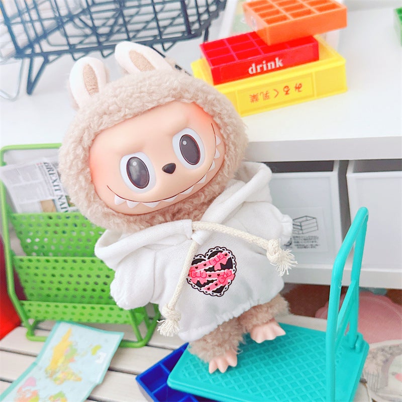 Clothes Only] Labubu Doll Clothes 17Cm Labubu Baby Clothes New Year And Christmas Sweatshirt Crawling Clothes Jeans - Image 3