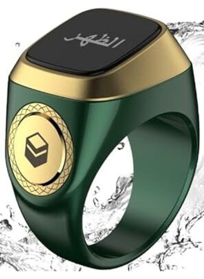 iQIBLA 18mm Zikr Ring Smart Ring with Vibration Reminder Tasbih Counter & Bluetooth Connection for Exclusive IQIBLA App & 5 Daily Prayer Reminders, Green  - Image 1