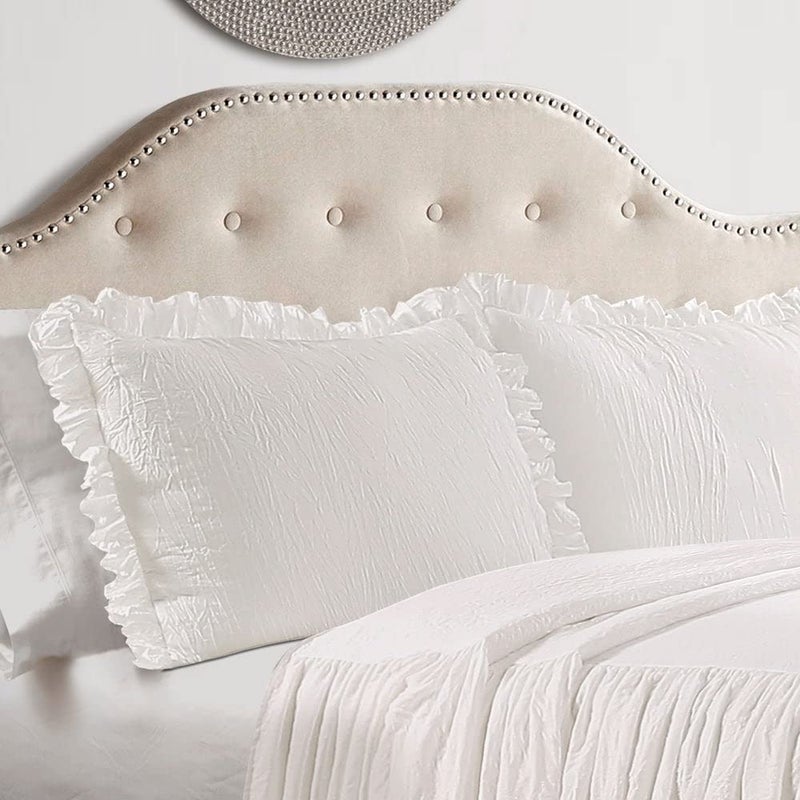 Lush Decor Ruffle Skirt Bedspread Set - 3-Piece Luxurious Farmhouse Bedding - Elegant Ruffle Detail - Timeless Style - Soft Lightweight Sheets - Queen, Grey - Image 5