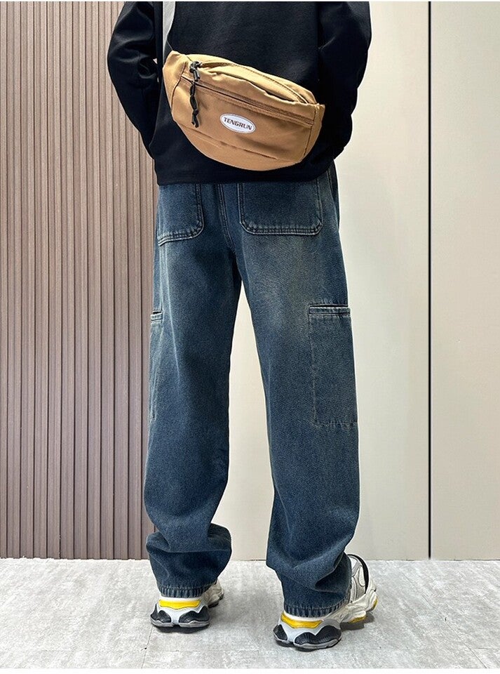 Unisex Classic Denim Jeans Loose Fit Daily Outdoor Wear - Image 3