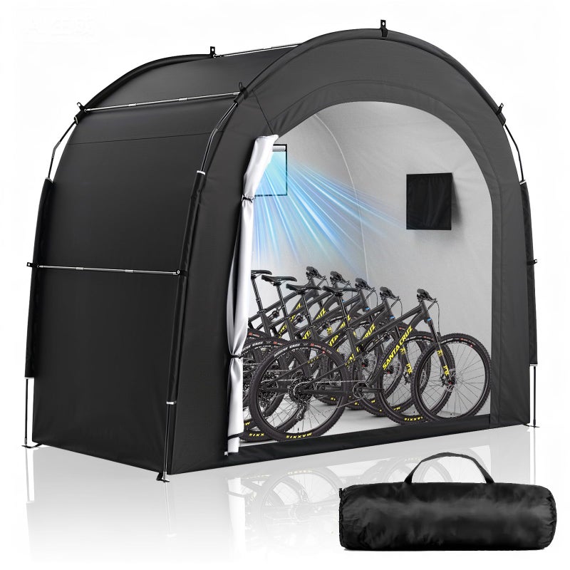 Housolution Bike Storage Tent Shed for 5 Bikes, Outdoor Portable 210D Oxford Thick PU4000 Waterproof Bike Cover with Ventilated Window, Bike Tent Fit for Bicycle, Lawn Mower, Garden Tools - Image 1