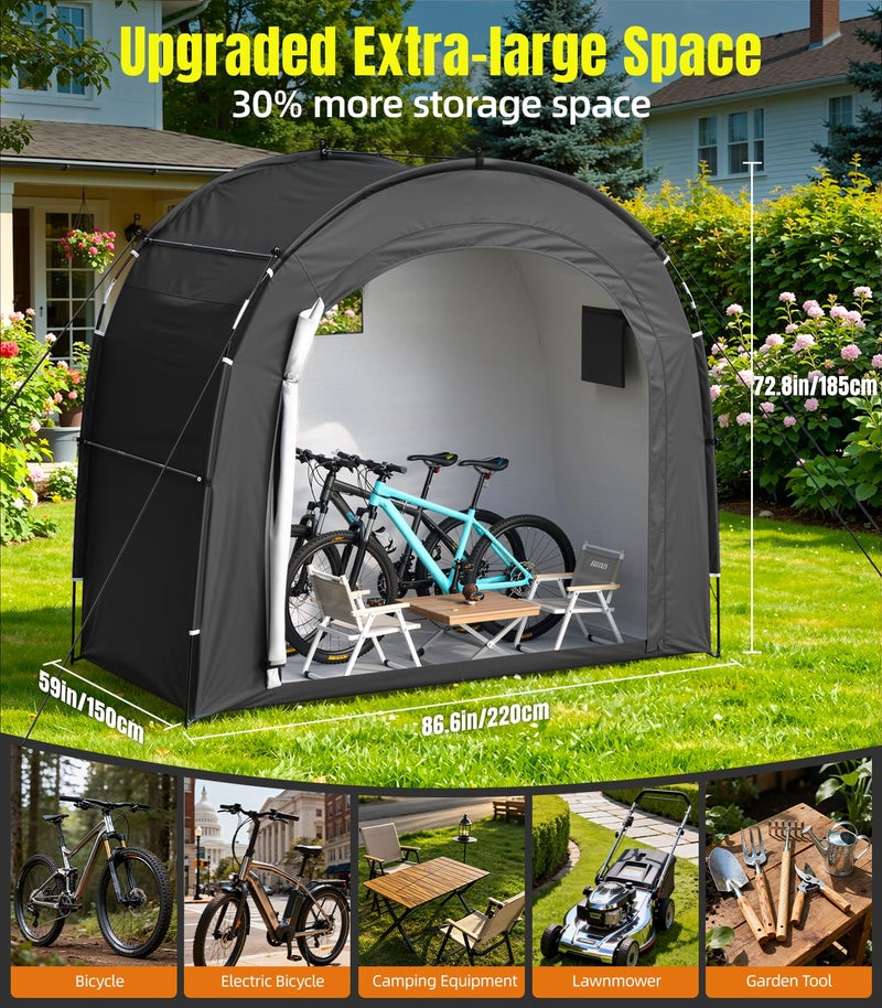 Housolution Bike Storage Tent Shed for 5 Bikes, Outdoor Portable 210D Oxford Thick PU4000 Waterproof Bike Cover with Ventilated Window, Bike Tent Fit for Bicycle, Lawn Mower, Garden Tools - Image 2