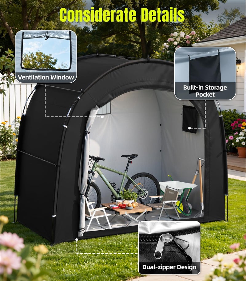 Housolution Bike Storage Tent Shed for 5 Bikes, Outdoor Portable 210D Oxford Thick PU4000 Waterproof Bike Cover with Ventilated Window, Bike Tent Fit for Bicycle, Lawn Mower, Garden Tools - Image 5