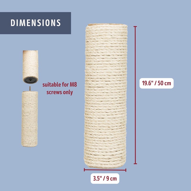 TRIXIE Replacement Sisal Post for Scratching Posts, Cat Trees and Cat Towers, 3.5 in x 19.7 in (9 x 50 cm) - Image 2