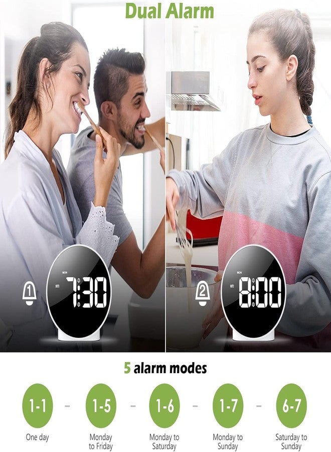 KEYOZA ساعة منبه رقمية من KEYOZA، (إصدار جديد) شاشة LED عالية الدقة، ساعة طاولة بسيطة، ساعة مكتب إلكترونية، منبهان، نظام 12/24 ساعة، 4 مستويات سطوع قابلة للتعديل لغرفة النوم والمكتب والطاولة (أبيض) - Image 4