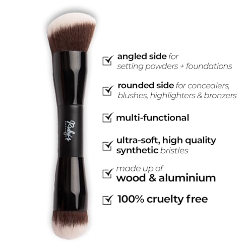 Ruby's Organics Dual Ended Makeup Brush for Face Makeup - Multipurpose brush for Foundation, Concealer, Blush and Compact for flawless finish, Blending and Powder Brush, Cruelty-free, Large Coverage Makeup Tool - Image 5