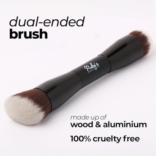 Ruby's Organics Dual Ended Makeup Brush for Face Makeup - Multipurpose brush for Foundation, Concealer, Blush and Compact for flawless finish, Blending and Powder Brush, Cruelty-free, Large Coverage Makeup Tool - Image 3