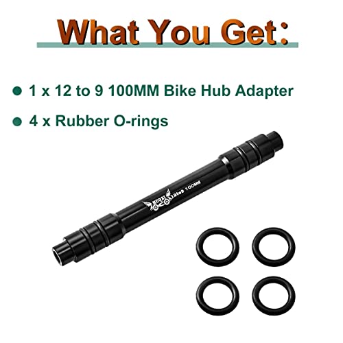 MUQZI Bicycle QR Adapter 12 to 9mm Front Wheel Hub Adapter 100mm Thru Axle Hub Quick Release for Mountain Road Bike, Black - Image 2