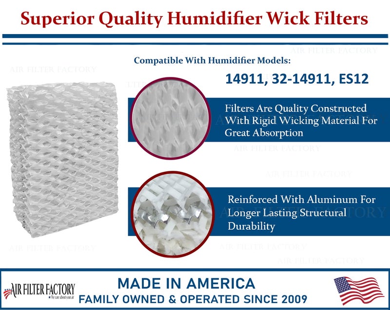 Air Filter Factory Replacement For 14911 32-14911 Es12 Sears Kenmore Humidifier Wick Filter 4-Pack - Image 2