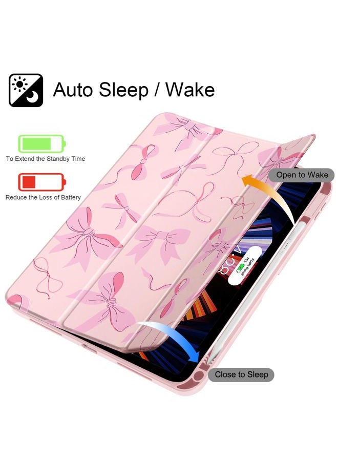May Chen for iPad (A16) 11th Generation Case 11 Inch 2025, iPad 10th Gen Case 2022 10.9 inch, Built-in Pencil Holder with Shockproof Cover Clear Transparent Back Shell Auto Wake/Sleep, Pink P631 Bows - Image 3