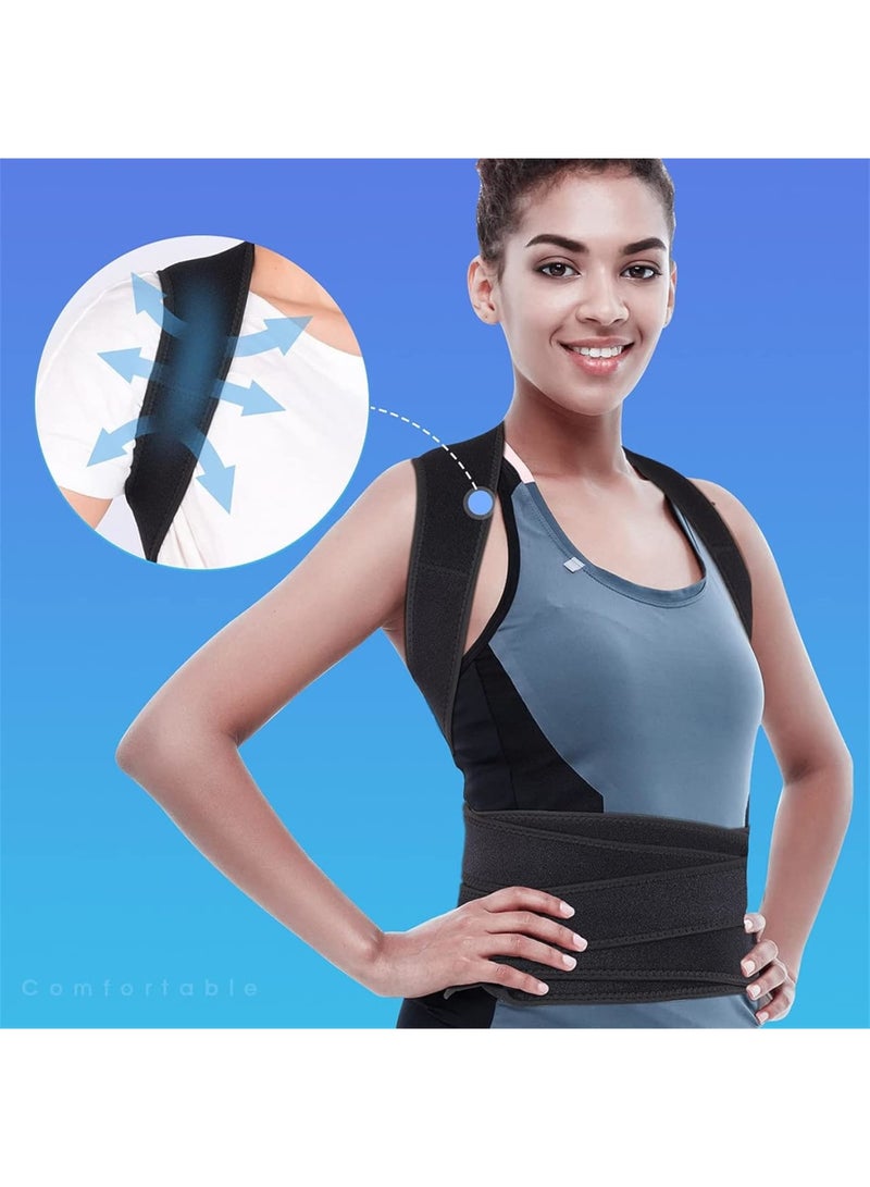 SOLARAE Posture Corrector for Women and Man, Back Brace Support straightener, Shoulder Lumbar Adjustable Breathable and Posture Corrector for Improve Posture, for Neck, Back and Shoulder Pain Relief, Black - Image 4