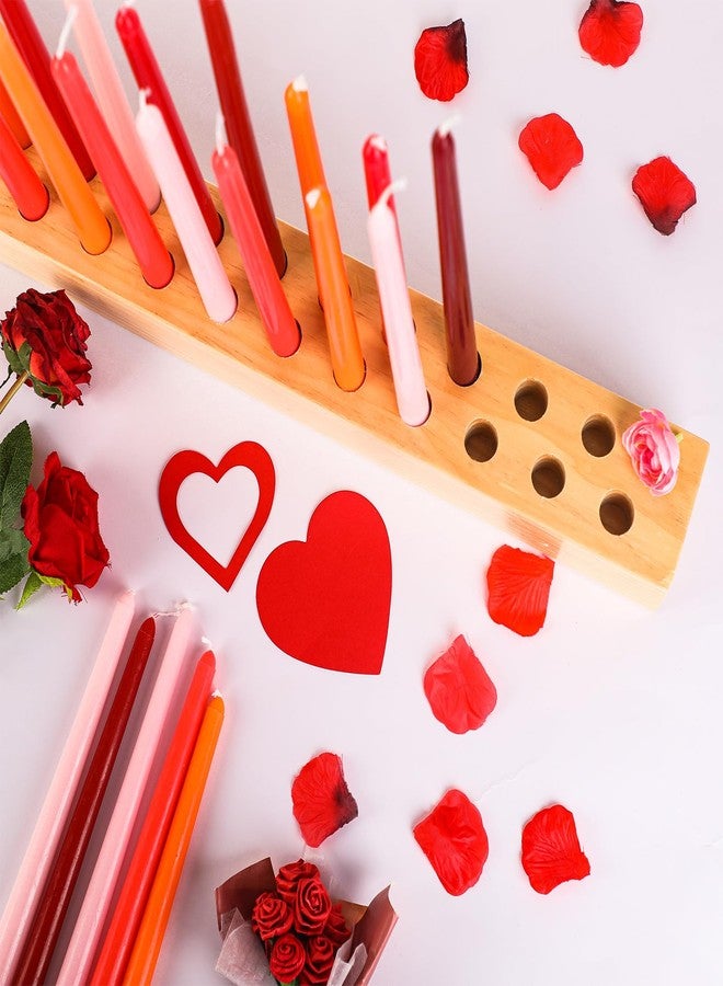 Yoande Wood Taper Candle Holders with 36 Holes Giant Wooden Candlestick Holder for 7/8" Taper Candles Farmhouse Candle Holders for Valentine's Day Wedding Anniversary Party Fireplace Table Centerpiece - Image 5