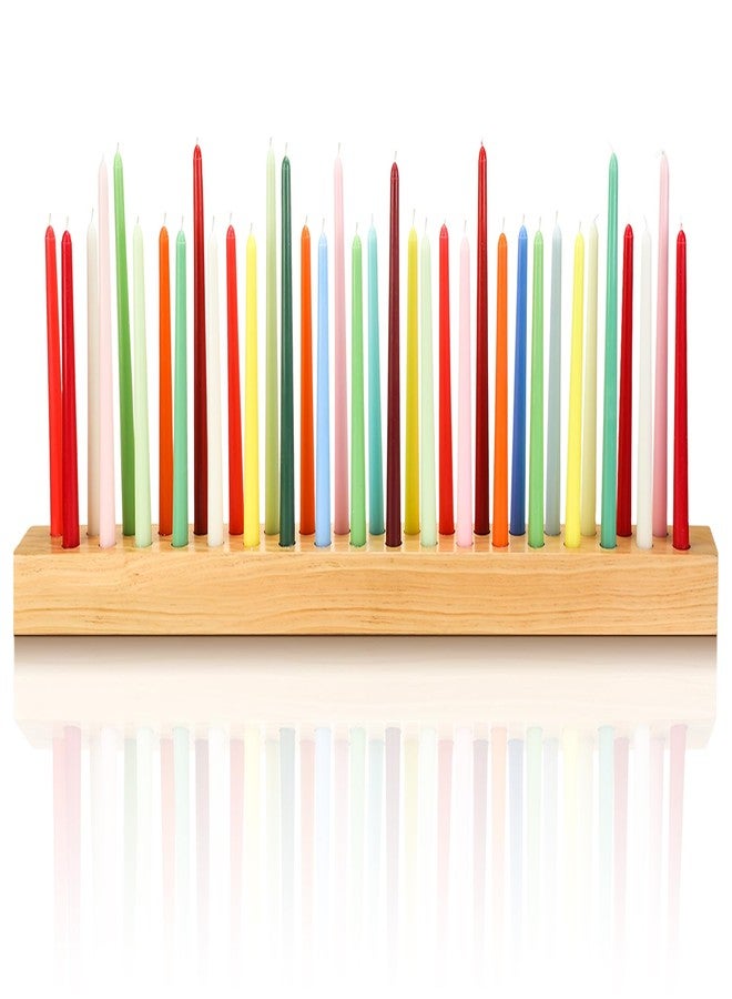 Yoande Wood Taper Candle Holders with 36 Holes Giant Wooden Candlestick Holder for 7/8" Taper Candles Farmhouse Candle Holders for Valentine's Day Wedding Anniversary Party Fireplace Table Centerpiece - Image 1