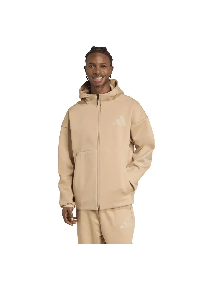 Adidas Adidas M Z.N.E. Fz Brown Hooded Track Top Track Tops For Men