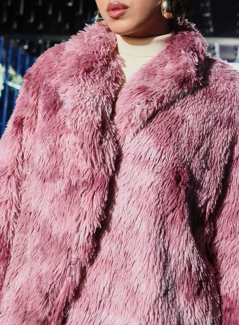 PINACOLADA  Women's Blush Pink Dye-Fur Shawl Jacket | كم طويل | مطبوع | كاجوال ويومي | طوق منتشر | جاكيت for Women | Best Price UAE