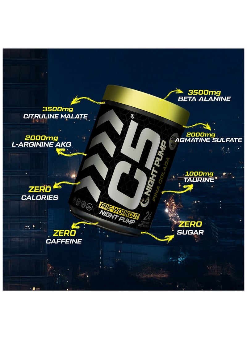 C5 C5 Night Pre Workout Powder Pina Colada - 24 Servings, Free Caffeine - Sugar Free-Zero Calories-Beta Alanine-Citrulline Malate, High-Performance PreWorkout Booster Supplement  - Image 5