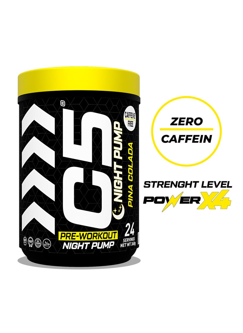 C5 C5 Night Pre Workout Powder Pina Colada - 24 Servings, Free Caffeine - Sugar Free-Zero Calories-Beta Alanine-Citrulline Malate, High-Performance PreWorkout Booster Supplement  - Image 2