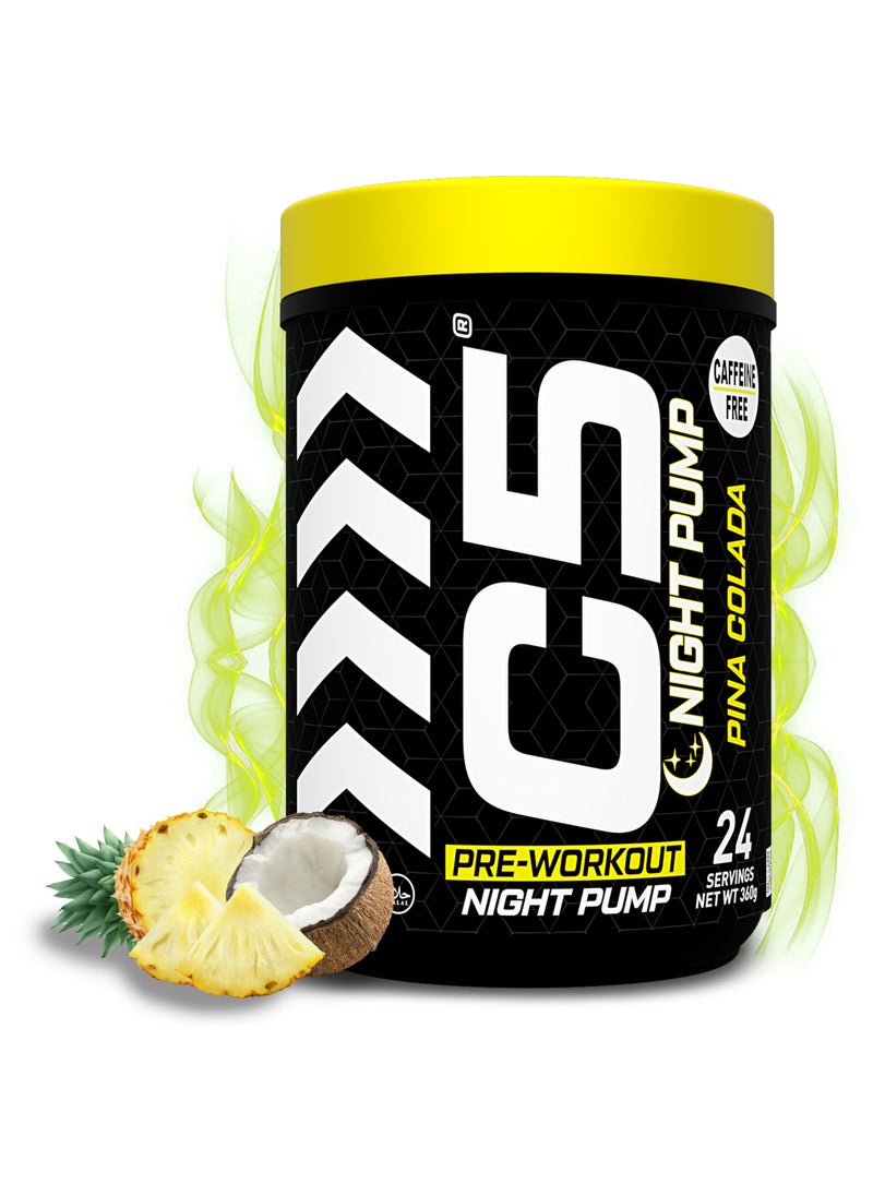 C5 C5 Night Pre Workout Powder Pina Colada - 24 Servings, Free Caffeine - Sugar Free-Zero Calories-Beta Alanine-Citrulline Malate, High-Performance PreWorkout Booster Supplement  - Image 1