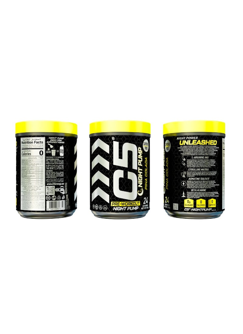 C5 C5 Night Pre Workout Powder Pina Colada - 24 Servings, Free Caffeine - Sugar Free-Zero Calories-Beta Alanine-Citrulline Malate, High-Performance PreWorkout Booster Supplement  - Image 3