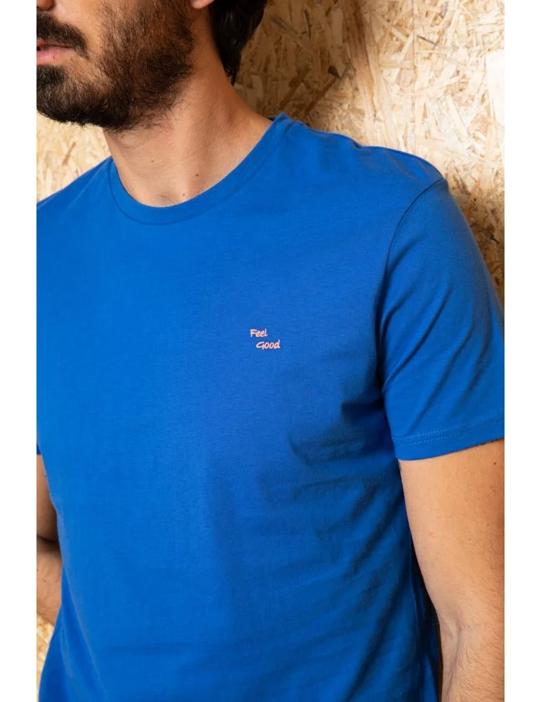 Jaqk Feel Good - Embroidered Blue T-Shirt