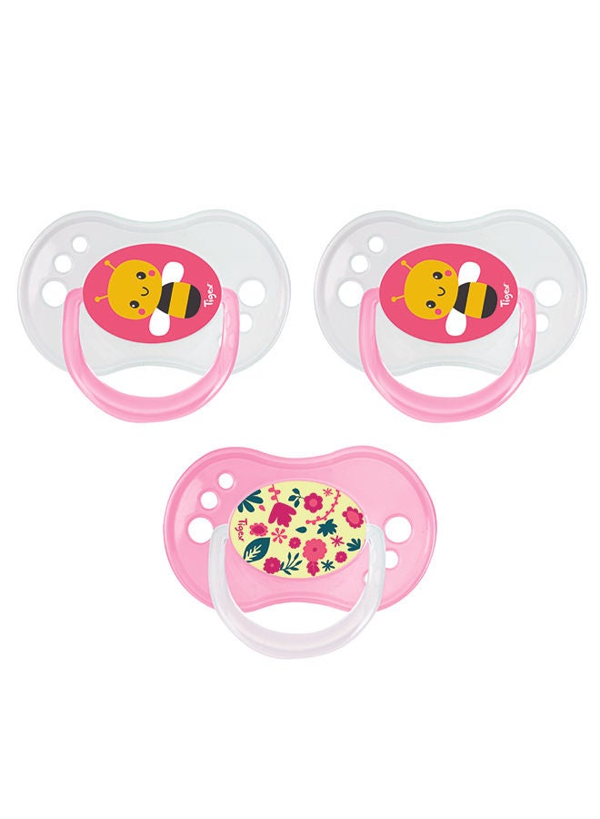 TIGEX 3 Silicone Pacifiers Reversible +6M Day And Night Girl - Image 1