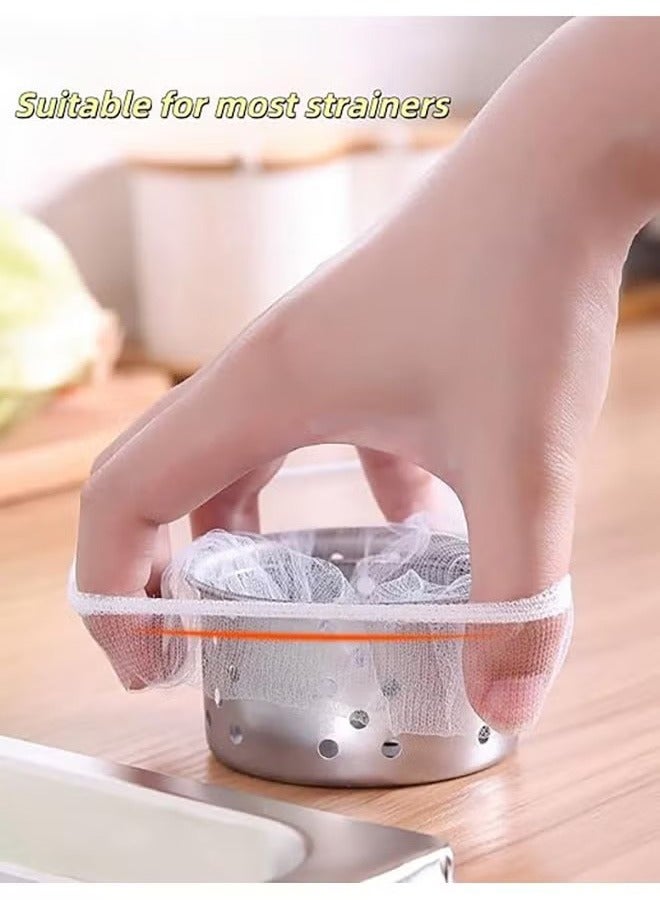 100 PCS Disposable Mesh Sink Strainer Bags, Kitchen Sink Strainer Trash Bag Sink Strainer Filter Mesh Bag Anti-Clogging Elastic Filter Bags Sink Net Strainer Filter Bags for Sink Drain - Image 3