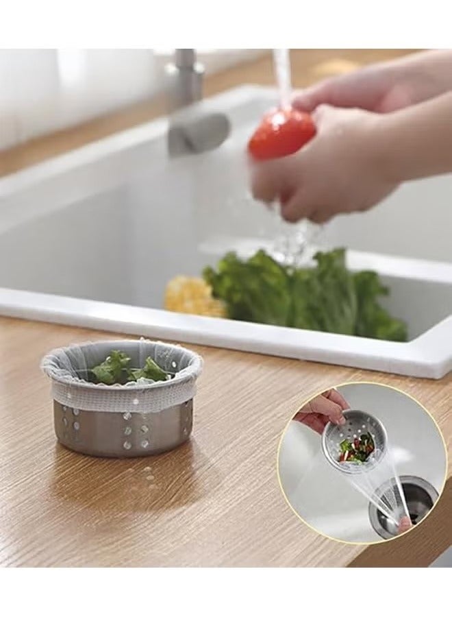 100 PCS Disposable Mesh Sink Strainer Bags, Kitchen Sink Strainer Trash Bag Sink Strainer Filter Mesh Bag Anti-Clogging Elastic Filter Bags Sink Net Strainer Filter Bags for Sink Drain - Image 4